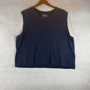Faherty Sunwashed Slub Muscle Tank Women's Navy 100% Organic Cotton Size XXL